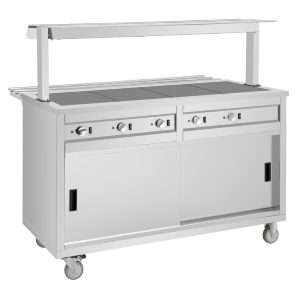 Buffalo Mobile Servery with Solid Heated Top 4x 1/1 GN
