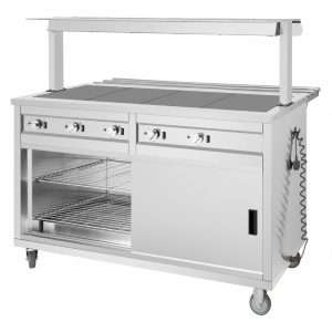 Buffalo Mobile Servery with Solid Heated Top 4x 1/1 GN 3 jb187 upd25 11
