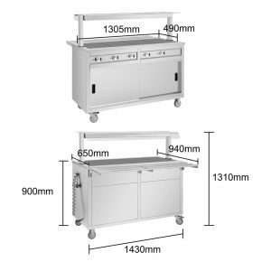 Buffalo Mobile Servery with Solid Heated Top 4x 1/1 GN 4 jb187 upd25 12