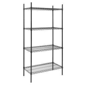 Nisbets Essentials Flat Pack 4 Shelf Unit Black Epoxy Coated 1830x910x460mm