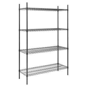 Nisbets Essentials Flat Pack 4 Shelf Unit Black Epoxy Coated 1830x1220x460mm