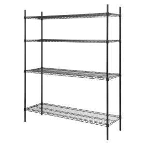 Nisbets Essentials Flat Pack 4 Shelf Unit Black Epoxy Coated 1830x1510x460mm