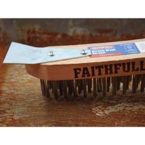 Faithfull Heavy Duty Wire Grill Brush 4 Row with Scraper 4 jf948 npi25 4