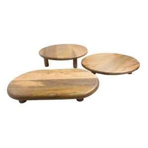 Olympia Mango Wood Round Display Stand with Legs 300x80mm 3 jk117 jk118j k119 npi25 1