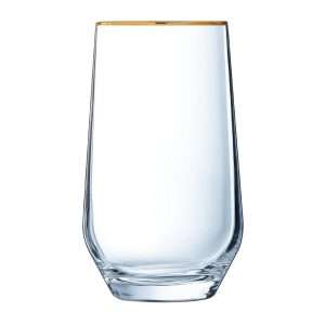 Cristal d'Arques Ultime Gold Band Hi Ball Glasses 400ml (8 Pack)