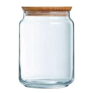 Luminarc Pure Jars & Wood Lids 2Ltr (6 Pack)