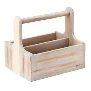 Utopia Medium Wooden Table Caddy White (2 Pack)