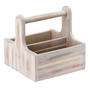 Utopia Small Wooden Table Caddy White (2 Pack)