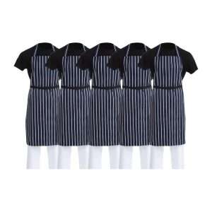 Whites Butchers Stripe Bib Aprons Blue/White (5 Pack)