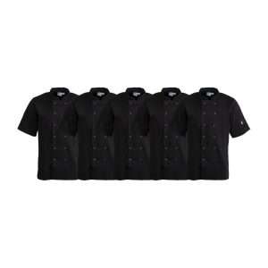 Whites Vegas Unisex Chef Jackets Short Sleeve Black S (5 Pack)