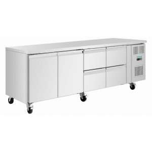 Polar U-Series Counter Fridge 4 Drawers & 2 Door