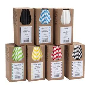Beaumont Paper Straws Black & White Stripe 200mm (250 Pack) 2 cz911 cz912