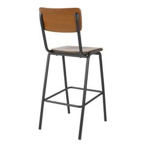 Bolero Cantina Back Rest High Stool with Seat Pad Dark Walnut Effect 3 hs552 npi26 3