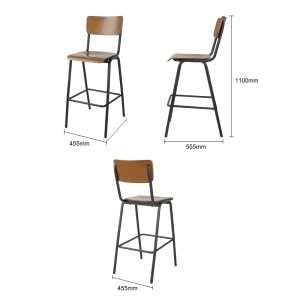Bolero Cantina Back Rest High Stool with Seat Pad Dark Walnut Effect 5 hs552 npi26 5