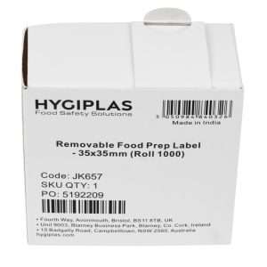 Hygiplas Removable Food Prep Labels 35x35mm (1000 Pack) 4 jk657 upd26 14912