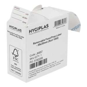 Hygiplas Removable Food Prep Labels 35x35mm (1000 Pack) 5 jk657 upd26 14914