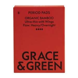 Grace & Green Organic Bamboo Period Pads, Heavy (8 Pack)