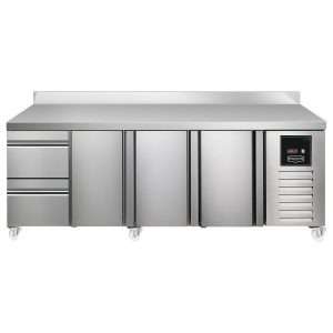 Sterling Pro SPI-7-225-2111-SB-INS Fridge Counter w/Splashback, 615 Litres (2 Drawers + Door + Door + Door)SPI-7-225-2111-SB-INS