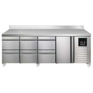 Sterling Pro SPI-7-225-2221-SB-INS Fridge Counter w/Splashback, 615 Litres (2 Drawers + 2 Drawers + 2 Drawers + Door)SPI-7-225-2221-SB-INS