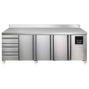 Sterling Pro SPI-7-225-3111-SB Fridge Counter w/Splashback, 615 Litres (3 Drawers + Door + Door + Door)SPI-7-225-3111-SB