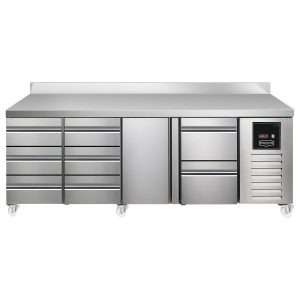 Sterling Pro SPI-7-225-3312-SB-INS Fridge Counter w/Splashback, 615 Litres (3 Drawers + 3 Drawers + Door + 2 Drawers)SPI-7-225-3312-SB-INS