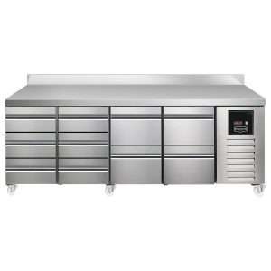 Sterling Pro SPI-7-225-3322-SB Fridge Counter w/Splashback, 615 Litres (3 Drawers + 3 Drawers + 2 Drawers + 2 Drawers)SPI-7-225-3322-SB