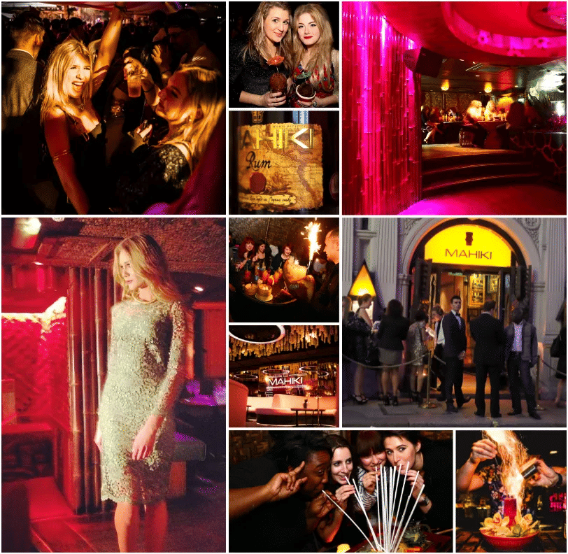 Collage of people at a Mahiki party