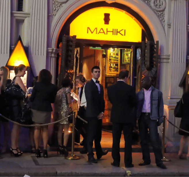 People waiting outside a Mahiki event