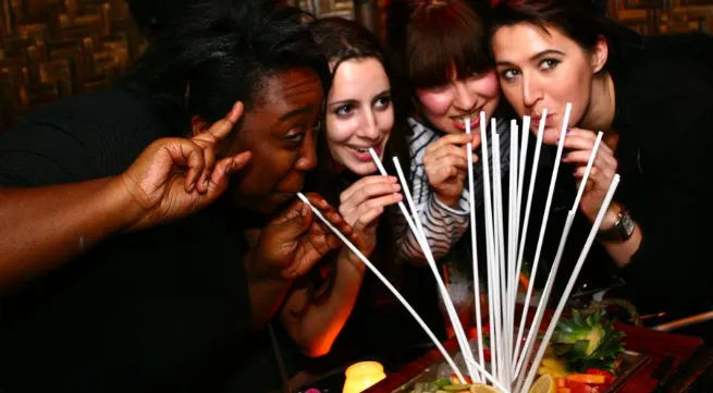 Group of people drinking at a party