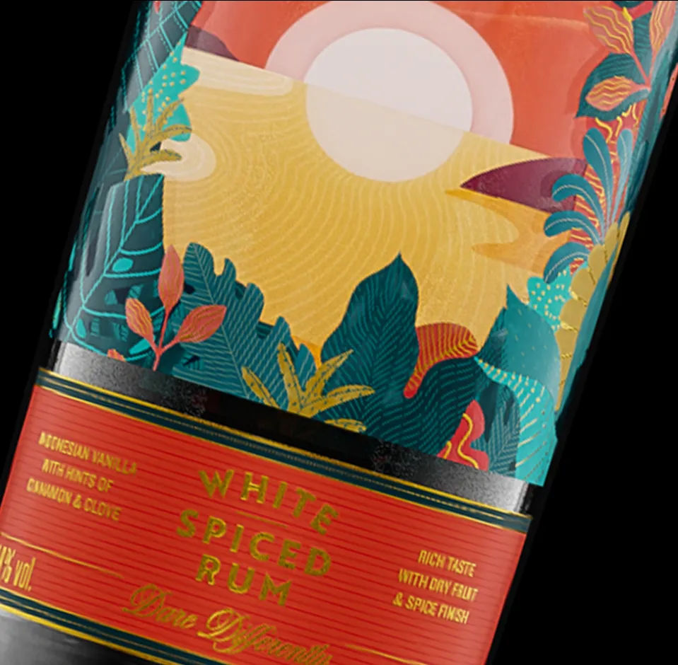 Mahiki White Spiced rum bottle label