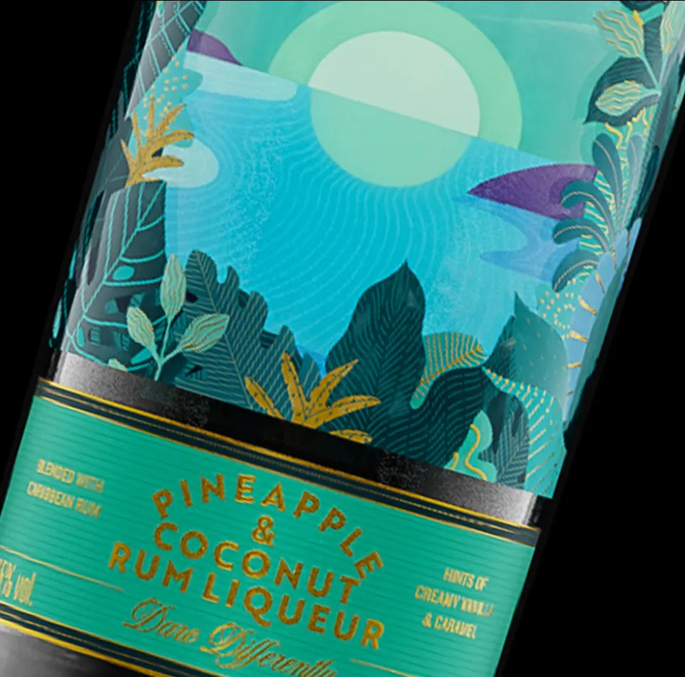 Mahiki Pineapple & Coconut rum bottle label