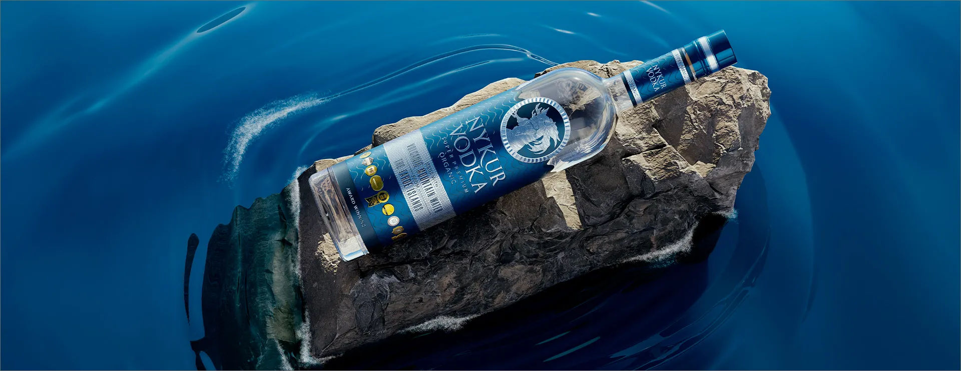 Nykur vodka bottle on its side