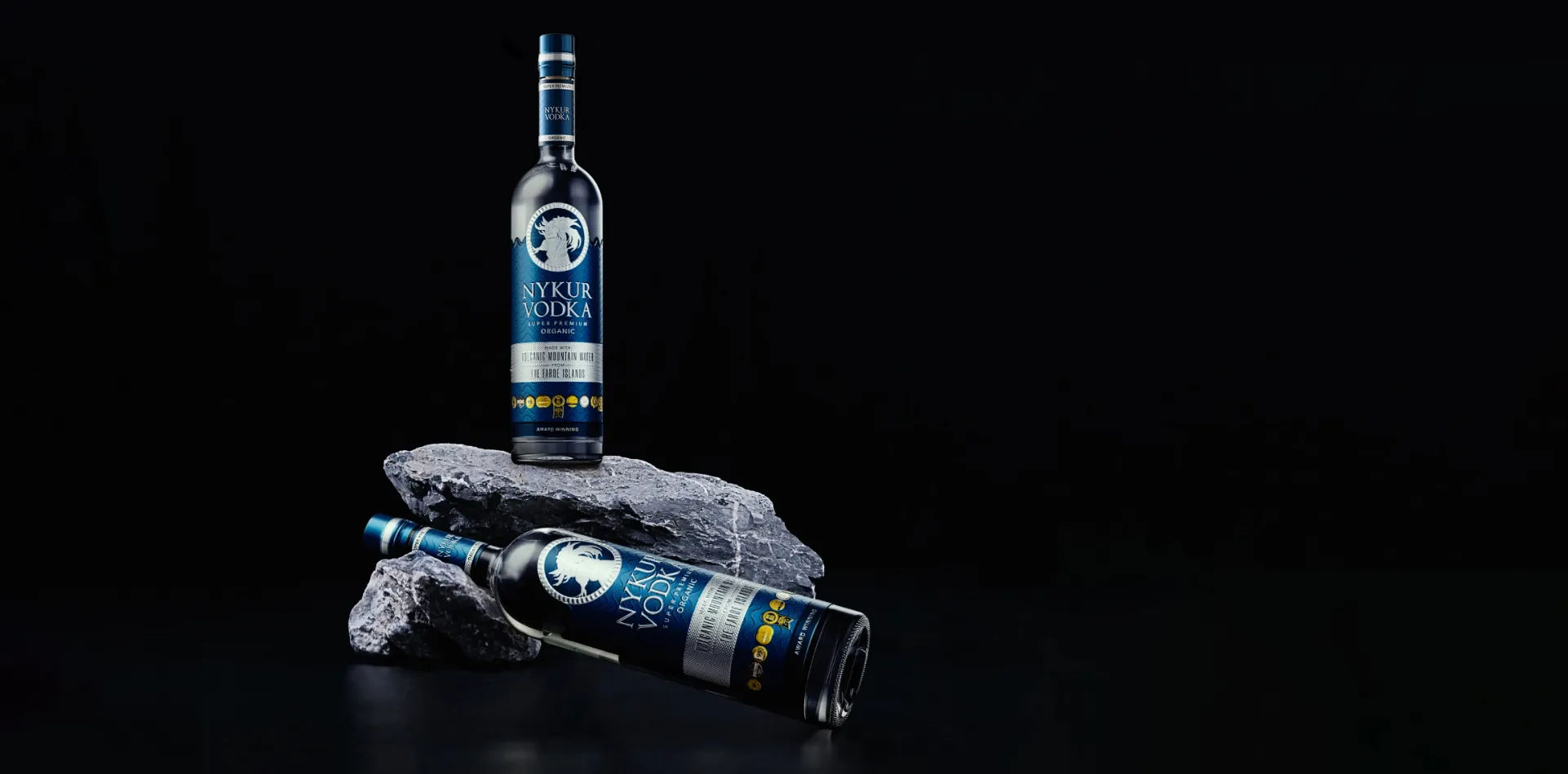 Nykur vodka bottles on rocks