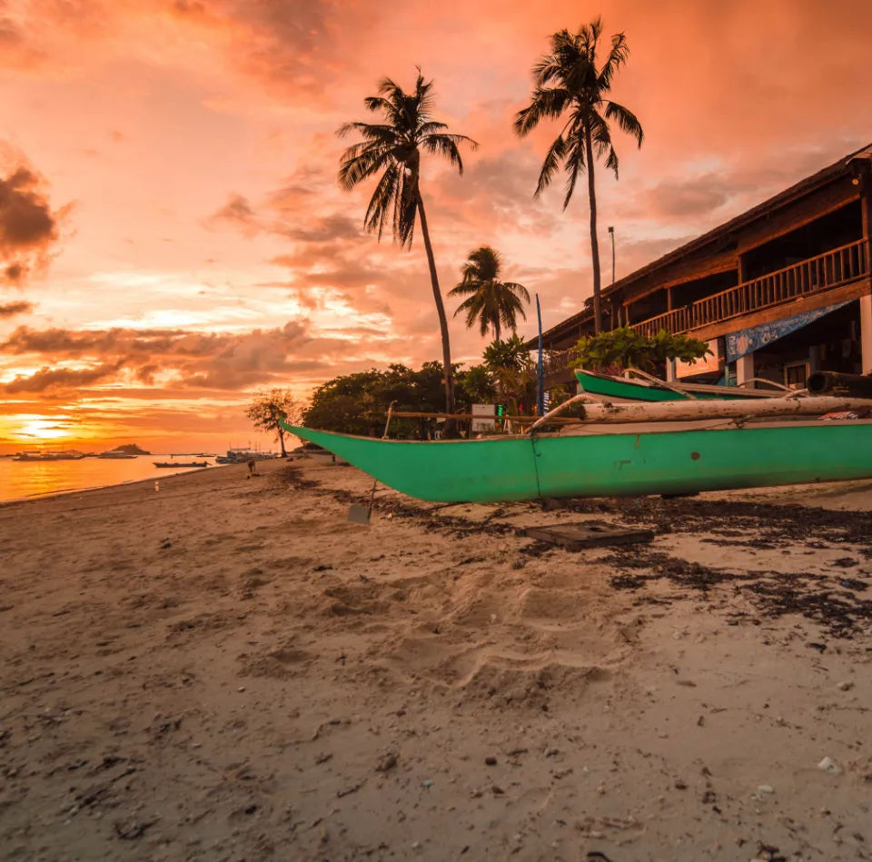 Sunset over tropical beach