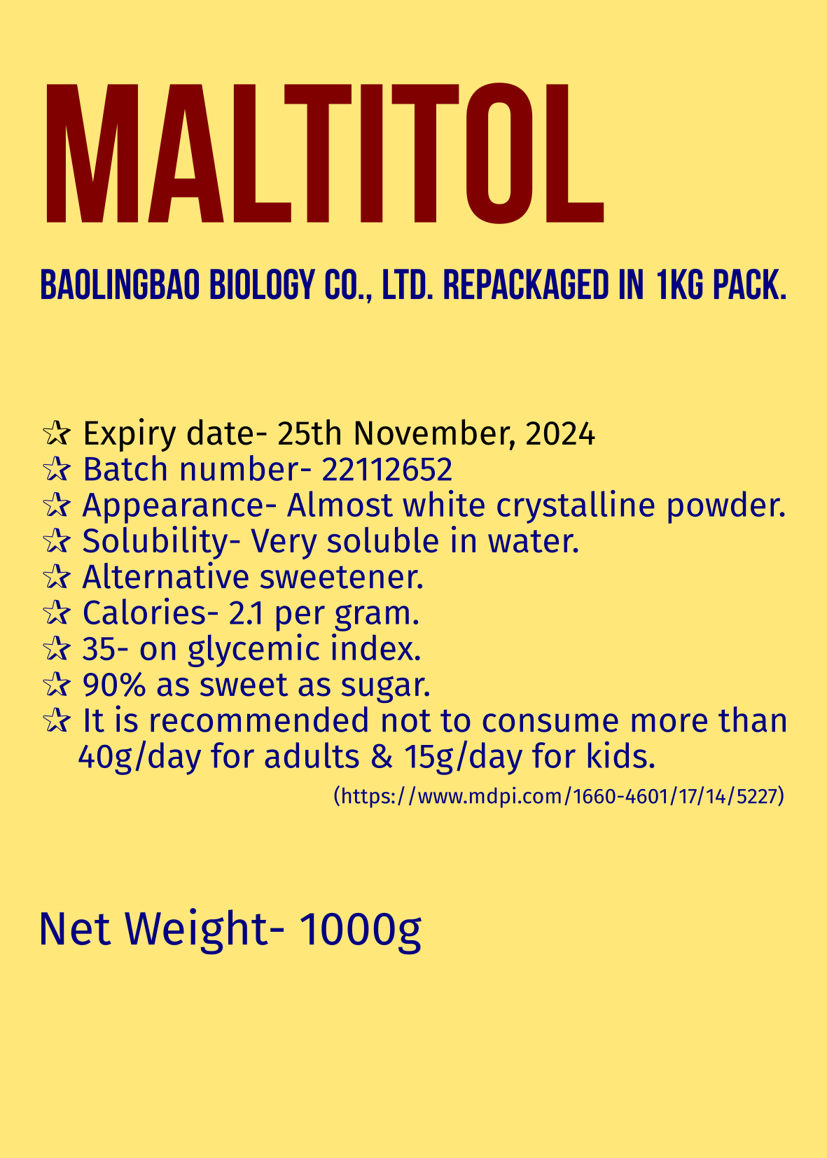 Buy Maltitol Sugar Free Sweetener Online | Fewer c...