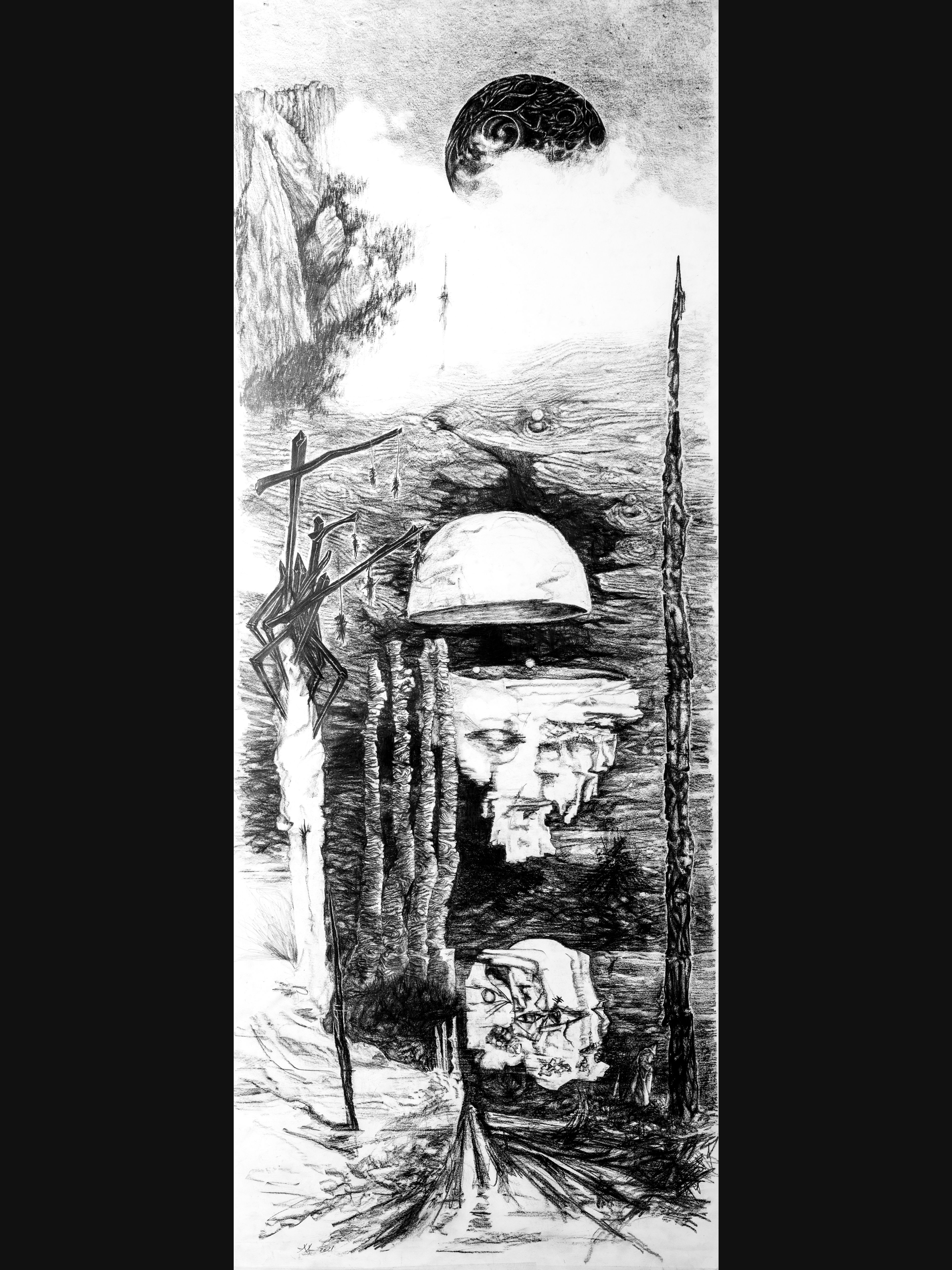 Nymphose 2 — Graphite sur papier — 150 x 60 cm