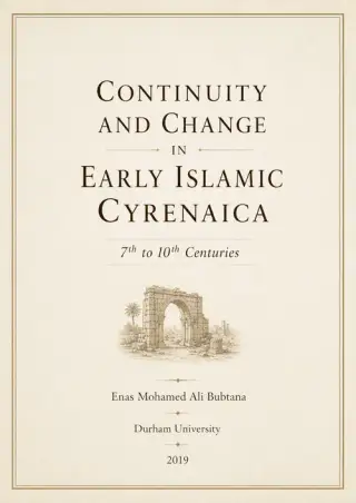 غلاف كتاب Continuity and Change in Early Islamic Cyrenaica