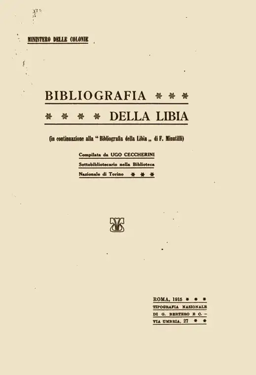 غلاف كتاب Bibliografia della Libia