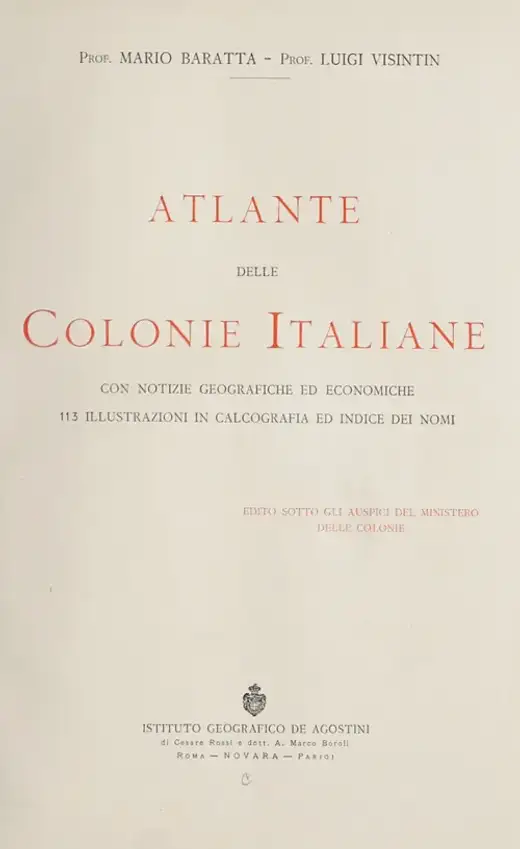 غلاف كتاب Atlante delle Colonie Italiane