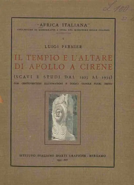 غلاف كتاب Il tempio e l'altare di Apollo a Cirene