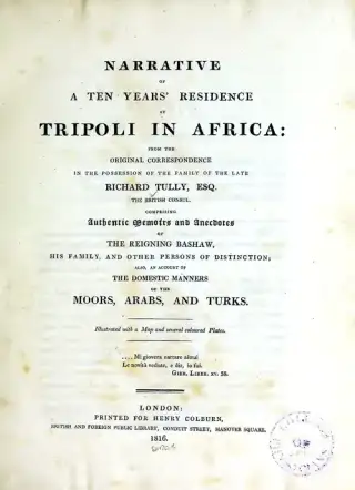 غلاف كتاب Narrative of a Ten Years’ Residence at Tripoli in Africa