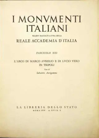 غلاف كتاب L’Arco di Marco Aurelio e di Lucio Vero in Tripoli