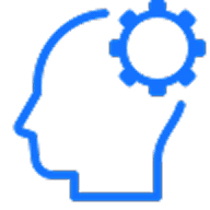 آیکون سر انسان که روی آن یک چرخ دنده قرار دارد و نماد متخصص با تجربه است.