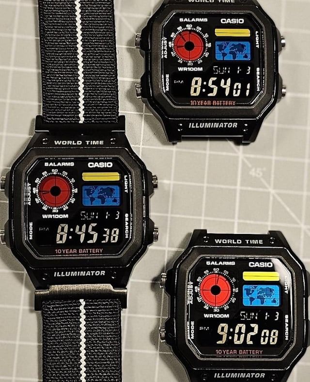 Custom modded Casio AE-1200 watch with silicone oil fill modification - creative watch customization example