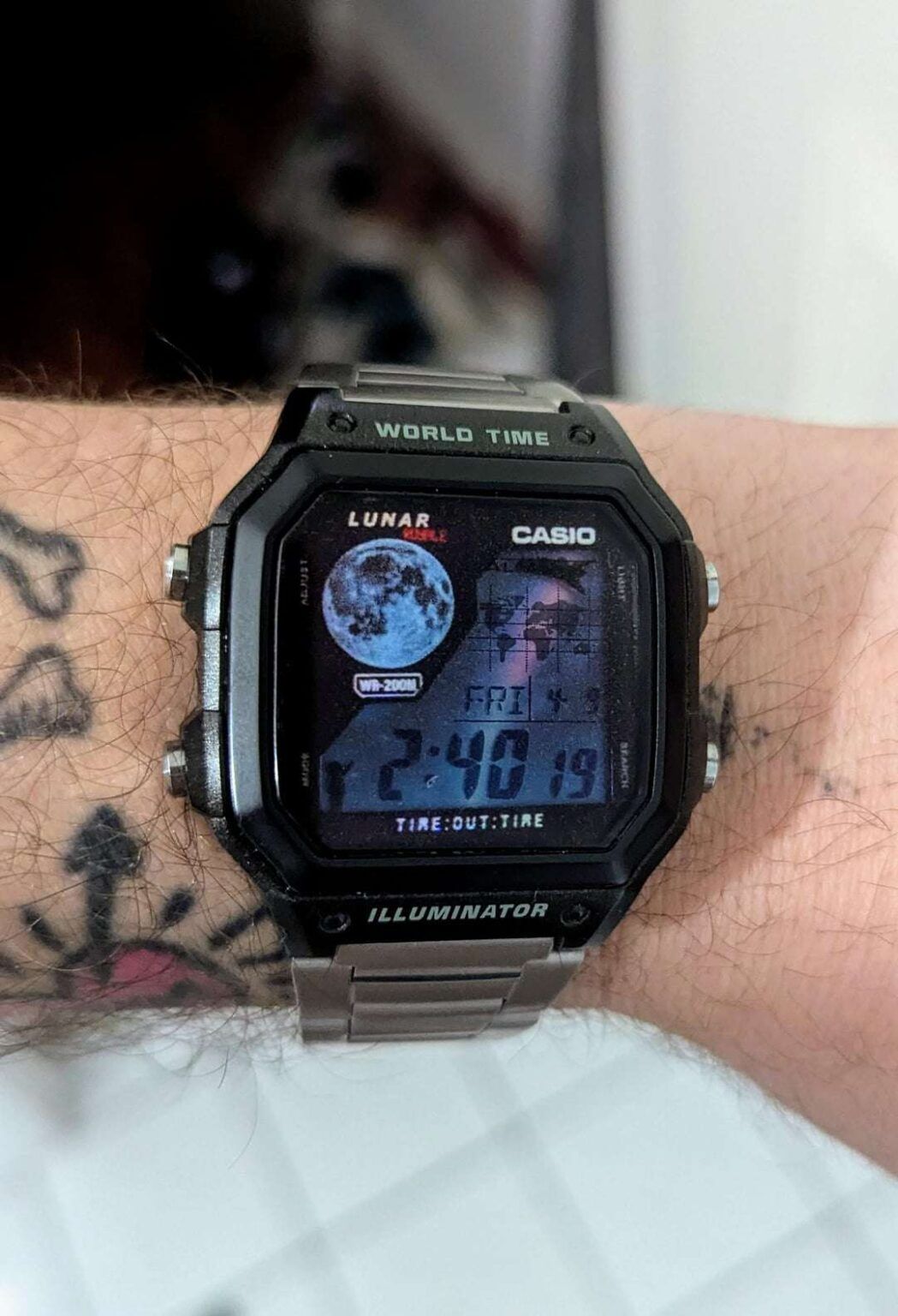 Lunar Royale mod Casio AE-1200 watch example 2 - creative watch customization with moon theme