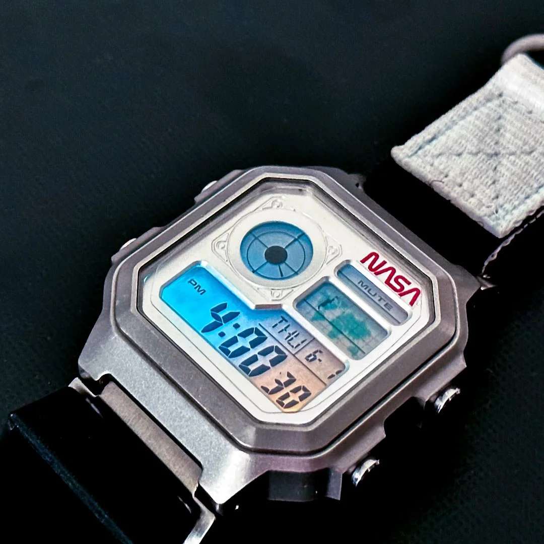 Lunar mod Casio AE-1200 watch example 1 - NASA-inspired watch customization with space theme