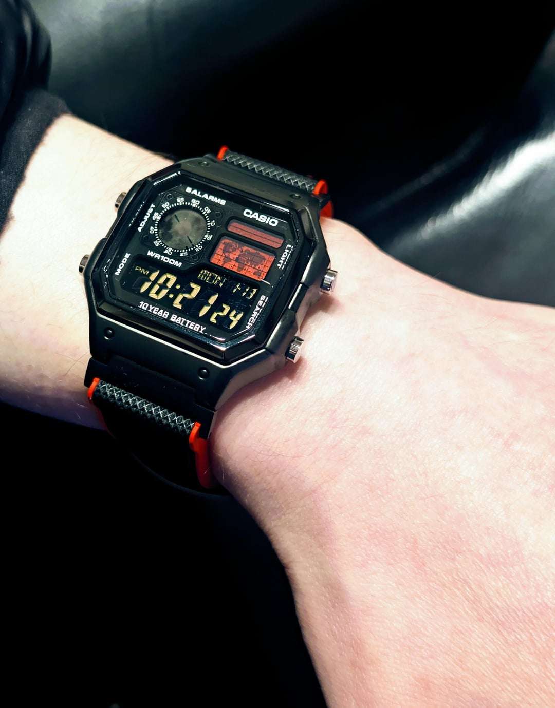 Lunar mod Casio AE-1200 watch example 4 - blood moon hydro mod watch customization