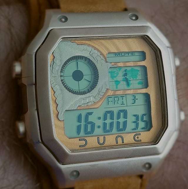 Custom faceplate mod Casio watch example 3 - Dune-inspired AE-1200 watch customization