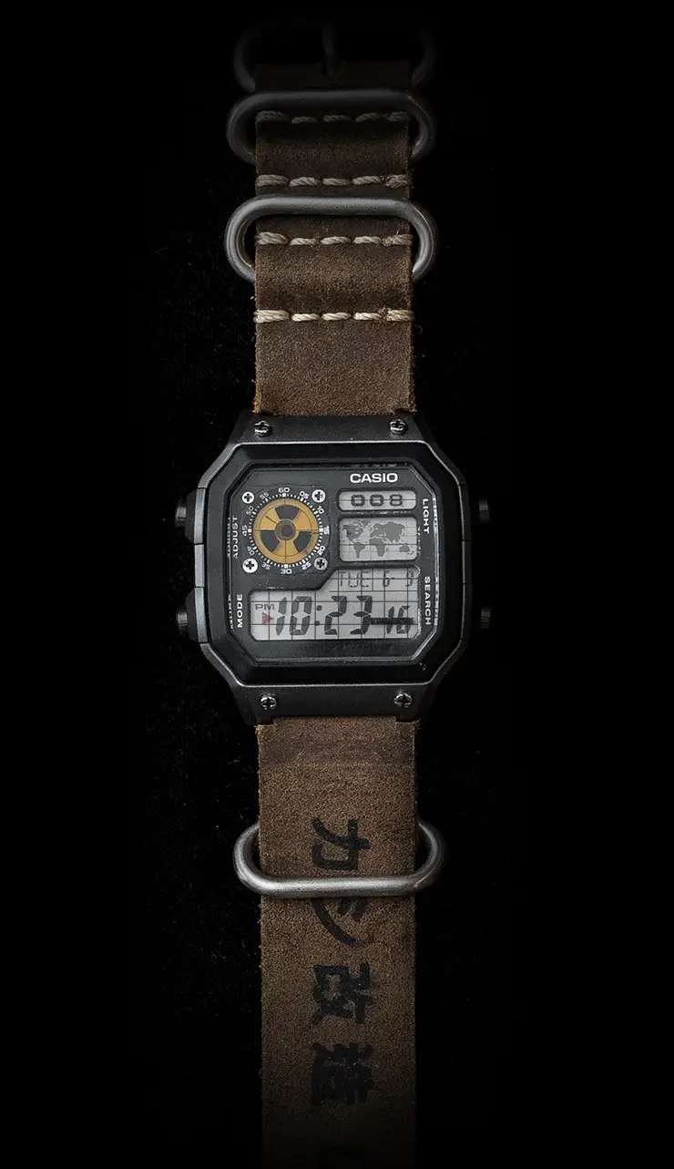 Casio AE-1200 mod example - nuclear-themed watch customization and modding inspiration