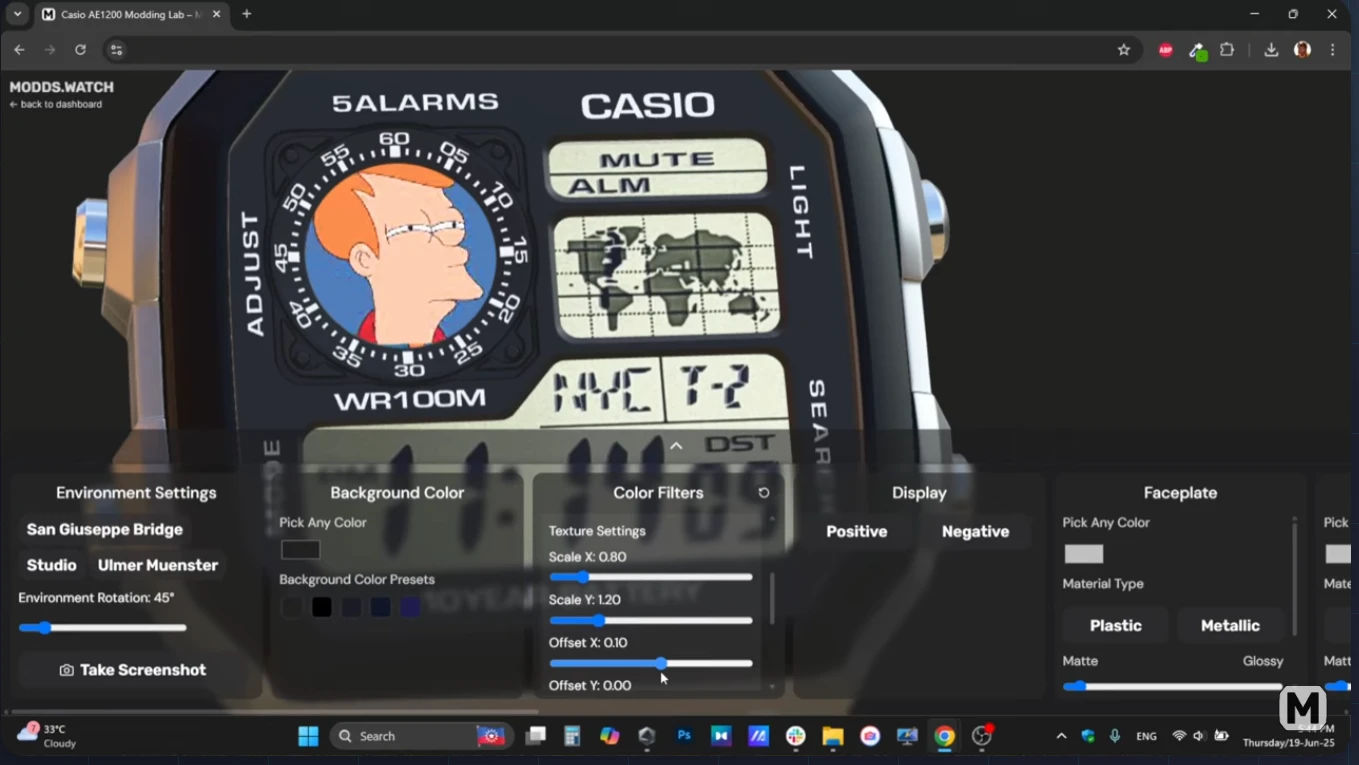 MODDS.WATCH 3D model customization interface - real-time watch modding and design tool for enthusiasts